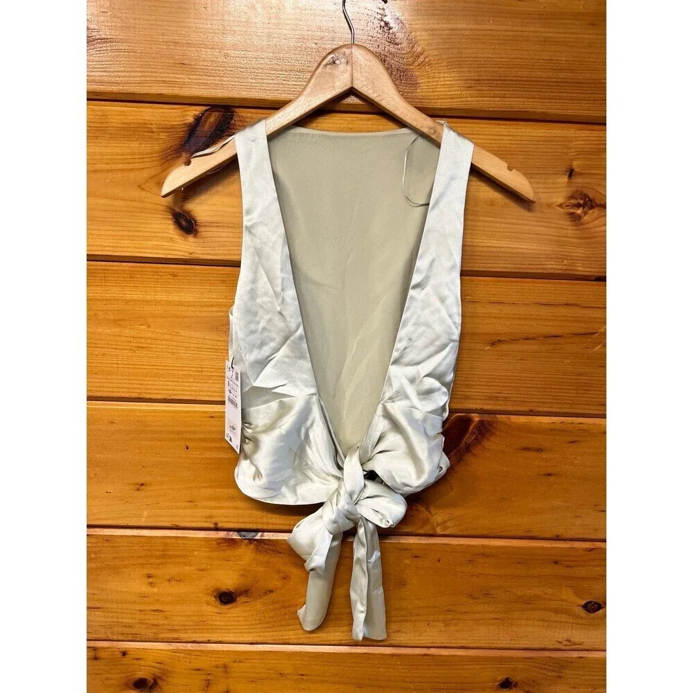 Zara Open Back Satin Effect Top XS - Picture 6 of 8